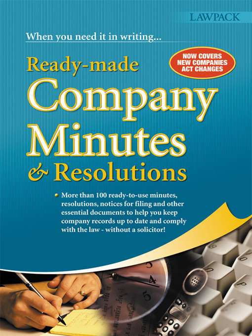Cover image for Ready-Made Company Minutes & Resolutions